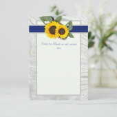 Invitation Bois gris Tournesol bleu Mariage rustique Couvertu (Debout devant)