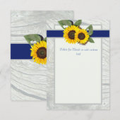 Invitation Bois gris Tournesol bleu Mariage rustique Couvertu (Devant / Derrière)