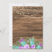 Invitation Bois, jarres de Mason et Turquoise, Fleur violet (Dos)