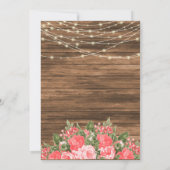 Invitation Bois, lanternes et Mariage à fleurs de corail (Dos)