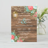 Invitation Bois, Lanternes et Turquoise, Mariage de fleurs de (Debout devant)