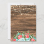 Invitation Bois, Lanternes et Turquoise, Mariage de fleurs de (Dos)