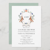 Invitation Bois Laurel Crest Monogramme Couples Douche (Devant / Derrière)