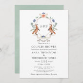 Invitation Bois Laurel Crest Monogramme Couples Douche Invi (Devant / Derrière)