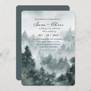 Invitation Bois   Mariage d'aquarelle de forêt