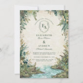 Invitation Bois Mariage forêt verte Mariage rustique (Devant)
