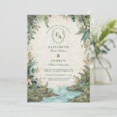 Invitation Bois Mariage forêt verte Mariage rustique (Debout devant)