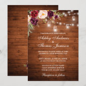 Invitation Bois Mariage rustique éclaire les jarres Floral (Devant / Derrière)