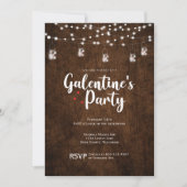 Invitation Bois Mason Jar Galentines Fête Saint-Valentin (Devant)