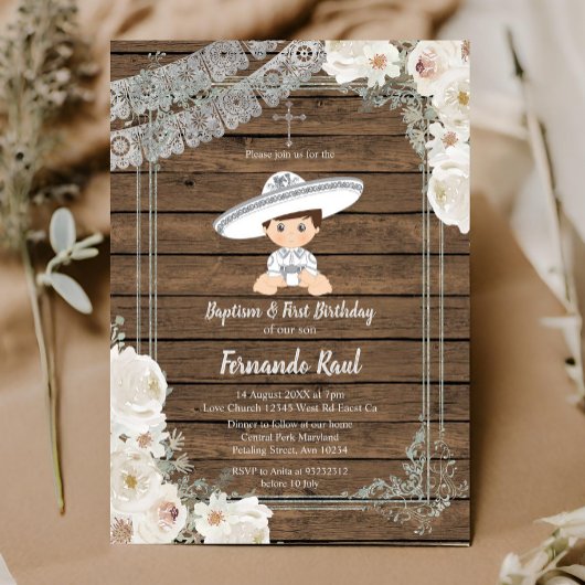 Invitation Bois mexicain Fiesta Boy Baptisday