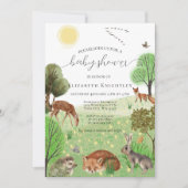 Invitation Bois mignon coloré Animaux Fox Baby shower (Devant)