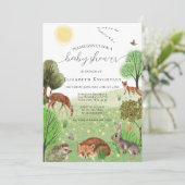 Invitation Bois mignon coloré Animaux Fox Baby shower (Debout devant)