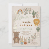 Invitation bois moderne Baby shower unisex (Devant)