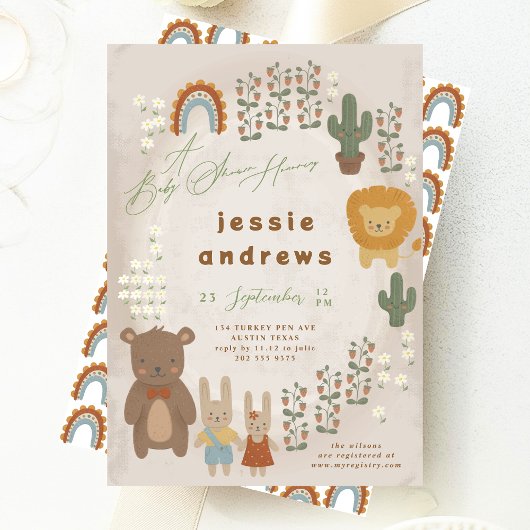 Invitation bois moderne Baby shower unisex