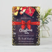 Invitation Bois Naturel, Cadeaux Diamants Étoiles Noël (Debout devant)