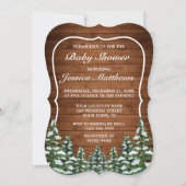 Invitation Bois neigeux et forêt Baby shower à pin (Devant)