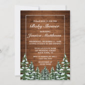 Invitation Bois neigeux et forêt Baby shower à pin (Devant)
