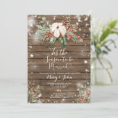 Invitation Bois Noël Floral C'est la saison pour être marié (Debout devant)