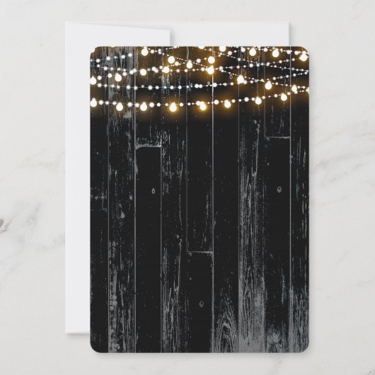 Invitation Bois Noir Chaîne Lumière Barrel Fiançailles rustiq (Dos)
