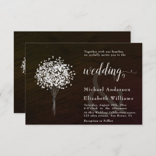 Invitation Bois noir et blanc  mariage de calligraphie romant