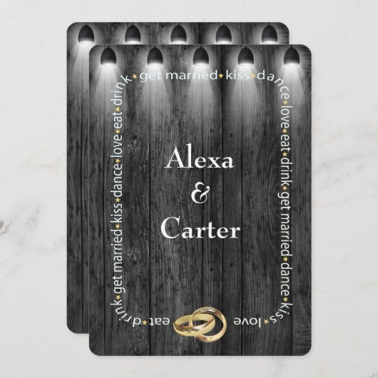 Invitation Bois noir et projecteurs (Devant / Derrière)