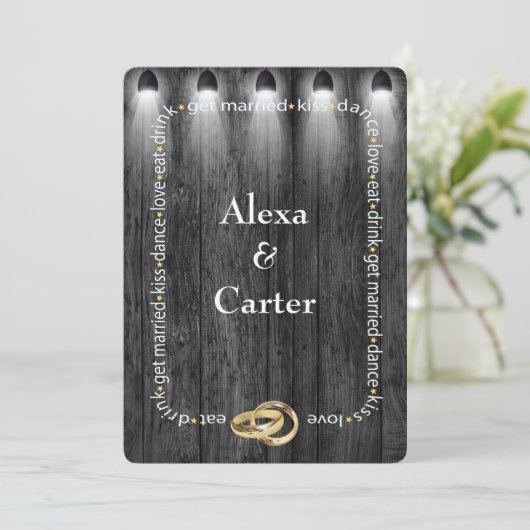 Invitation Bois noir et projecteurs (Debout devant)