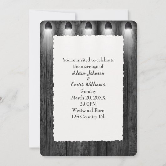 Invitation Bois noir et projecteurs (Dos)