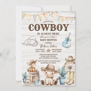 Invitation Bois Notre Petit Cowboy Wild West Boy Baby shower