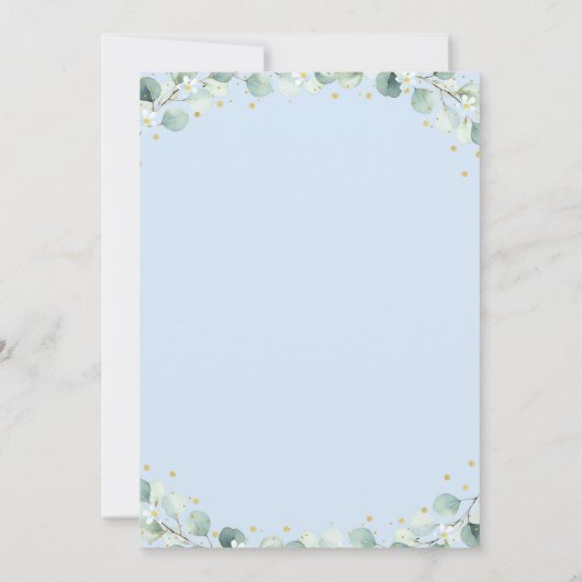 Invitation Bois Ours Bleu Or Baby shower vert (Dos)