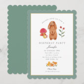 Invitation Bois Pâques Aquarelle Bunny Anniversaire (Devant / Derrière)