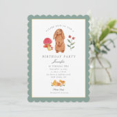 Invitation Bois Pâques Aquarelle Bunny Anniversaire (Debout devant)