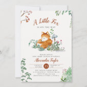 Invitation Bois Petit renard Champignons Baby shower verdoyan (Devant)