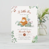 Invitation Bois Petit renard Champignons Baby shower verdoyan (Debout devant)