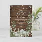 Invitation Bois Pin d'hiver Arbre froid à l'extérieur du Baby (Debout devant)