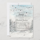 Invitation Bois, Pins, Lumières à cordes, Aquarelle (Devant)