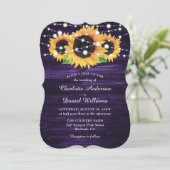 Invitation Bois pourpre rustique et Mariage de tournesol (Debout devant)