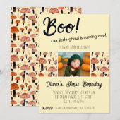 Invitation Bois Premier anniversaire Champignons Halloween Au (Devant / Derrière)