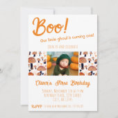 Invitation Bois Premier anniversaire Champignons Halloween Au (Devant)