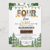 Invitation Bois quatre jamais l'Anniversaire sauvage (Devant / Derrière)