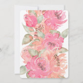 Invitation Bois Renard rose Aquarelle Baby shower Floral (Dos)