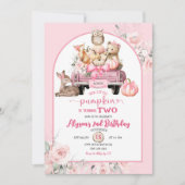 Invitation Bois rose Animaux Petit Citrouille Anniversaire (Devant)