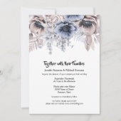 Invitation Bois rose bleu sombre rose anemone chic (Devant)