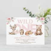 Invitation Bois rose Fleur sauvage Wild Un 1er anniversaire (Debout devant)