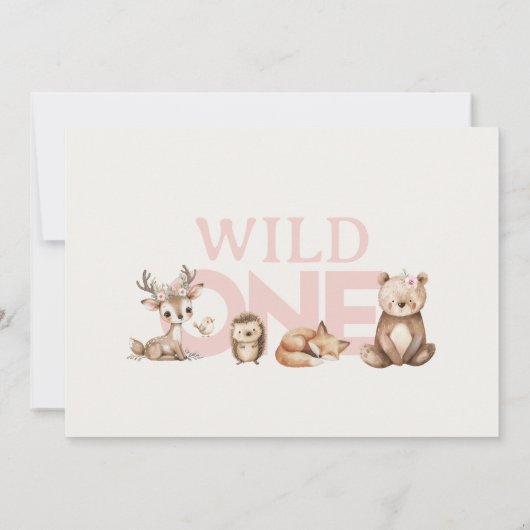 Invitation Bois rose Fleur sauvage Wild Un 1er anniversaire (Dos)
