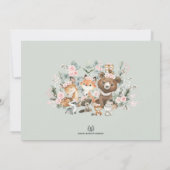 Invitation Bois rose Floral Animaux 1er anniversaire fille (Dos)