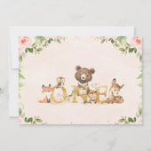 Invitation Bois rose Floral Animaux Premier anniversaire (Dos)