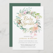 Invitation Bois Rose Gold Script Baby Sprinkle (Devant / Derrière)