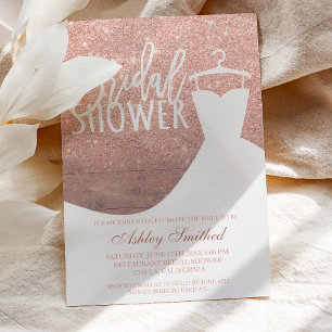 Invitation Bois rose or parties scintillant robe rustique Dou