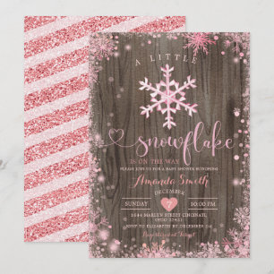 Invitation Bois rose Un Petit Baby shower D'Hiver De Flamme D