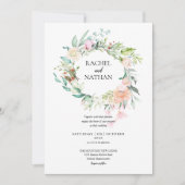 Invitation Bois Rose verdure Mariage fleuri (Devant)